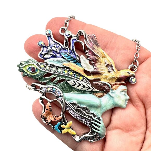 Kirks Folly Womens Necklace Silver Tone Josephine Wall Spirit of Flight - Picture 2 of 3